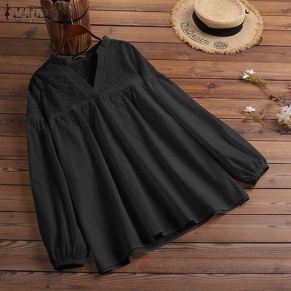 women's blouses & shirts autumn v neck chemise elegant lace patchwork zanzea solid hollow out blusas female fashion blouse oversized, White
women's blouses & shirts autumn v neck chemise elegant lace patchwork zanzea solid hollow out blusas female fashion blouse oversized, White
