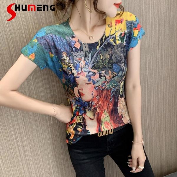 women's t-shirt 2021 summer flower-mesh slim-fit women short sleeve printed round neck bottoming fashion o-neck pullover tee, White
women's t-shirt 2021 summer flower-mesh slim-fit women short sleeve printed round neck bottoming fashion o-neck pullover tee, White