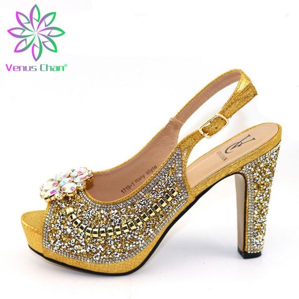 dress shoes gold color african wedding office ladies work sandals party decorated with rhinestones, Black
dress shoes gold color african wedding office ladies work sandals party decorated with rhinestones, Black