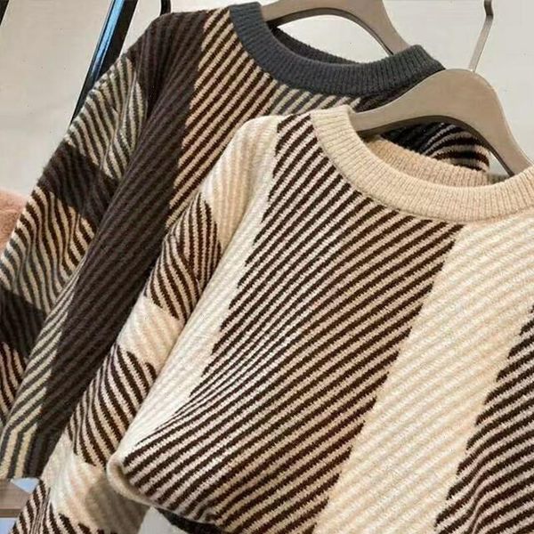 pullovers women soft winter o neck sweaters chic korea womens pullover sweet student striped knitted loose sweater, White;black
pullovers women soft winter o neck sweaters chic korea womens pullover sweet student striped knitted loose sweater, White;black