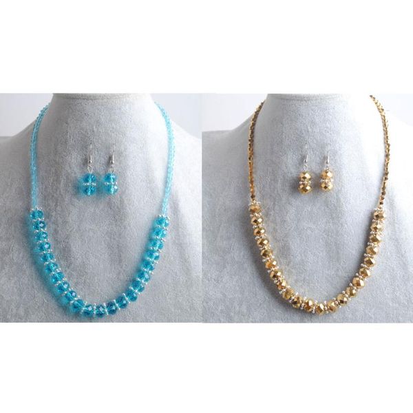 earrings & necklace wojiaer sets jewelry for women blue gold color crystal faceted beads dangle girl wed gift pm299, Silver
earrings & necklace wojiaer sets jewelry for women blue gold color crystal faceted beads dangle girl wed gift pm299, Silver