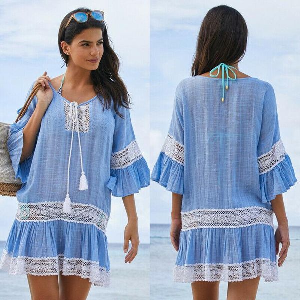 2021 women summer boho vintage transparent beach dress cover-up loose kaftan lace tunic sundress, Black;gray
2021 women summer boho vintage transparent beach dress cover-up loose kaftan lace tunic sundress, Black;gray
