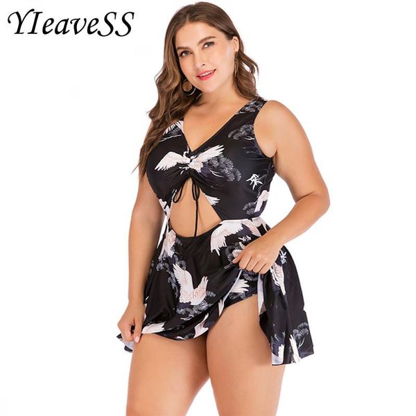 women's swimwear plus size one-piece swimsuit with skirt animal bird print slit one piece swimdress padded big bathing suit beach wear, White;black
women's swimwear plus size one-piece swimsuit with skirt animal bird print slit one piece swimdress padded big bathing suit beach wear, White;black