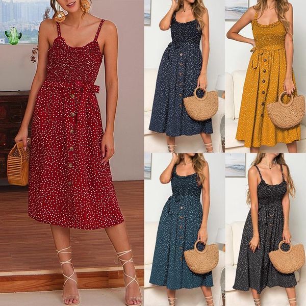 casual dresses women bow button sleeveless spaghetti strap pleated polka dot beach backless maxi dress, Black;gray
casual dresses women bow button sleeveless spaghetti strap pleated polka dot beach backless maxi dress, Black;gray