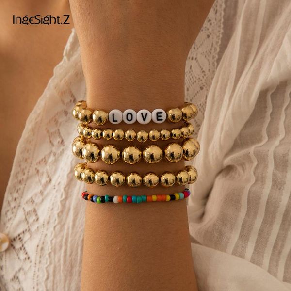 charm bracelets ingesight.z 5pcs/set rainbow colorful seed beaded chain initial letter bangles women plastics jewelry, Golden;silver
charm bracelets ingesight.z 5pcs/set rainbow colorful seed beaded chain initial letter bangles women plastics jewelry, Golden;silver