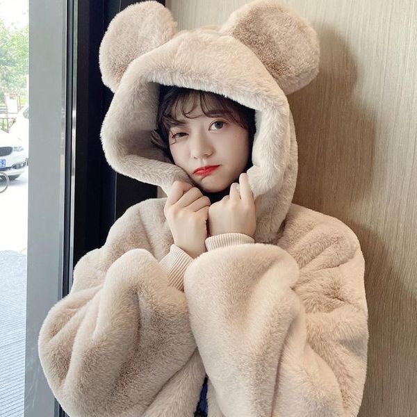 women's fur & faux soft sister plush coat female winter 2021 cute bear ears hooded haining rex hair, Black
women's fur & faux soft sister plush coat female winter 2021 cute bear ears hooded haining rex hair, Black