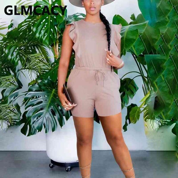 ruffles sleeveless o neck playsuit casual solid summer rompers 210702, Black;white 
ruffles sleeveless o neck playsuit casual solid summer rompers 210702, Black;white