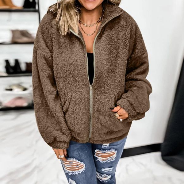 women's jackets plus size shaggy women coat pure color autumn winter warm coats zipper long sleeve pocket outwear, Black;brown
women's jackets plus size shaggy women coat pure color autumn winter warm coats zipper long sleeve pocket outwear, Black;brown