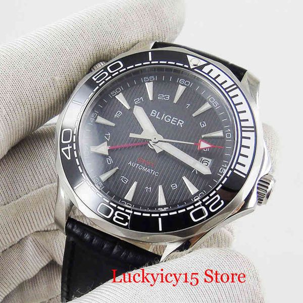 glass sapphire bliger date 41mm window gmt function rotating bezel mechanical automatic men clock leather tape, Slivery;brown
glass sapphire bliger date 41mm window gmt function rotating bezel mechanical automatic men clock leather tape, Slivery;brown