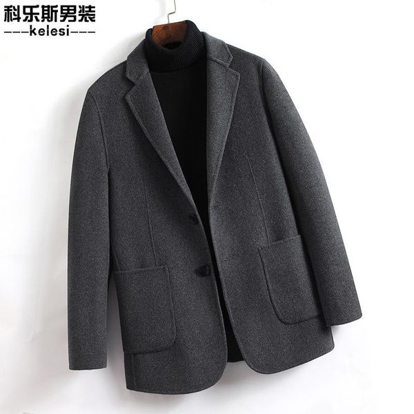 winter men's wool double faced coat men's short large cashmere woollen suit coat kcdd8022ss, Black
winter men's wool double faced coat men's short large cashmere woollen suit coat kcdd8022ss, Black