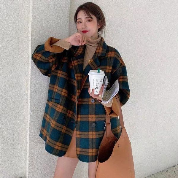 women's jackets double sided cashmere coat color matching autumn and winter 2021 korean plaid suit short tweed, Black;brown
women's jackets double sided cashmere coat color matching autumn and winter 2021 korean plaid suit short tweed, Black;brown