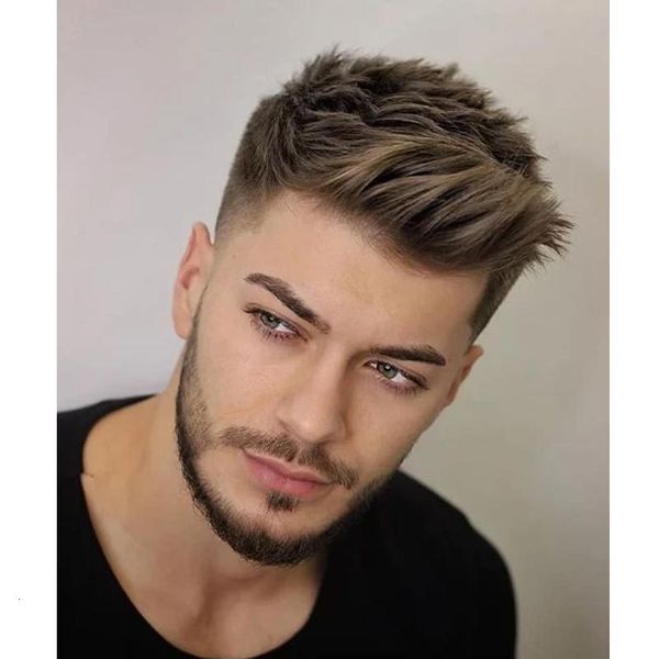 breathable synthetic wigs short men's brown black straight hair high temperature silk head cover fashion
breathable synthetic wigs short men's brown black straight hair high temperature silk head cover fashion
