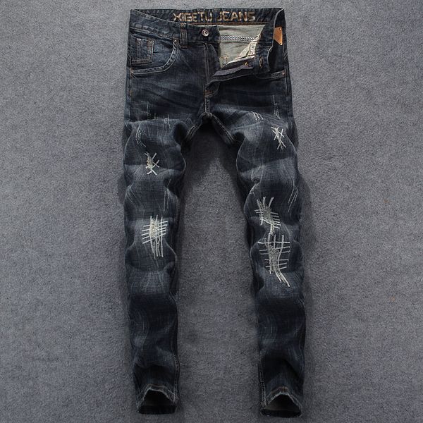 italian male-embroidered designer torn denim punk streetwear hip jeans homme v8o4, Blue
italian male-embroidered designer torn denim punk streetwear hip jeans homme v8o4, Blue