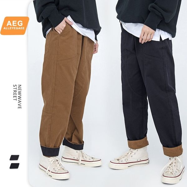 aeg national solid color overalls men's street trend loose straight casual splicing wide leg pants, Black
aeg national solid color overalls men's street trend loose straight casual splicing wide leg pants, Black