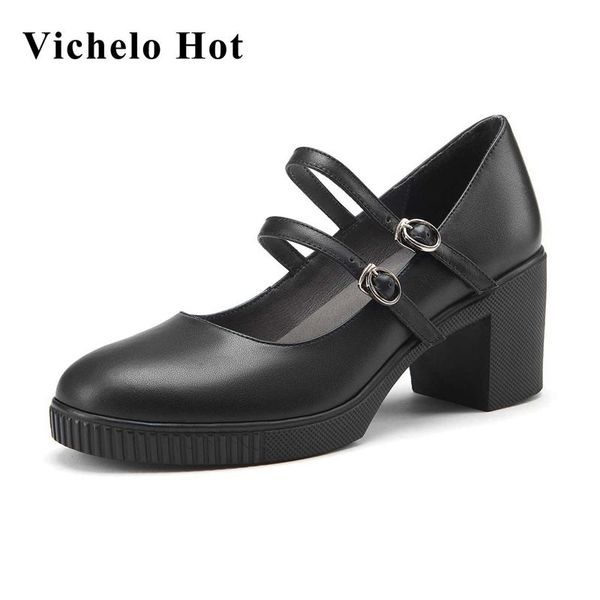 dress shoes vichelo genuine leather round toe high heels buckle strap british school young lady daily wear spring women pumps l73, Black
dress shoes vichelo genuine leather round toe high heels buckle strap british school young lady daily wear spring women pumps l73, Black
