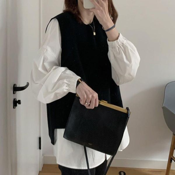women's sweaters women shirt vest sweater two-piece sets 2021 autumn korean suit fashion patchwork button casual simple, White;black
women's sweaters women shirt vest sweater two-piece sets 2021 autumn korean suit fashion patchwork button casual simple, White;black