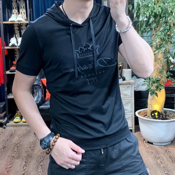 men's t-shirts 2021 summer trend diamond short sleeve t-shirt young and middle-aged solid color hooded slim print thin coat, White;black
men's t-shirts 2021 summer trend diamond short sleeve t-shirt young and middle-aged solid color hooded slim print thin coat, White;black