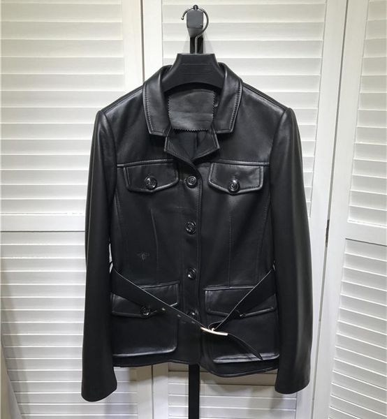 women's leather & faux european 2021 spring fashion chic genuine belted jackets sheepskin bike jakcets women g105, Black
women's leather & faux european 2021 spring fashion chic genuine belted jackets sheepskin bike jakcets women g105, Black
