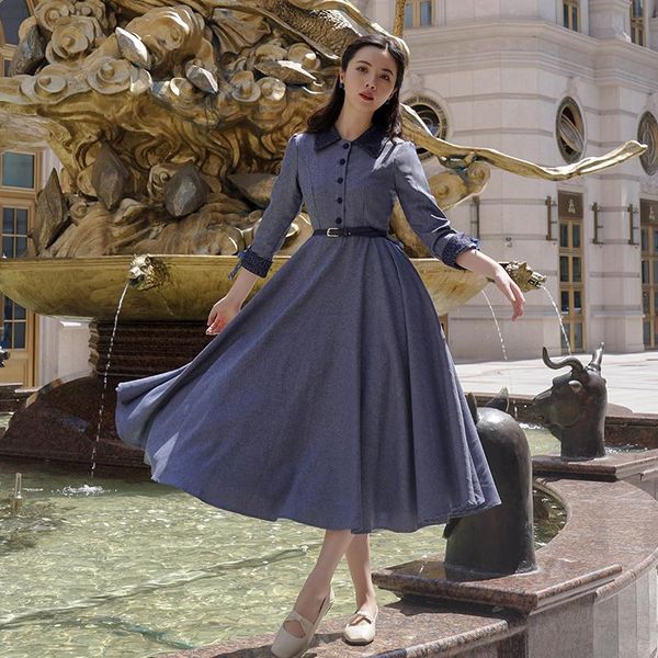 casual dresses 2021 fashion women's clothing autumn retro women dress, Black;gray
casual dresses 2021 fashion women's clothing autumn retro women dress, Black;gray