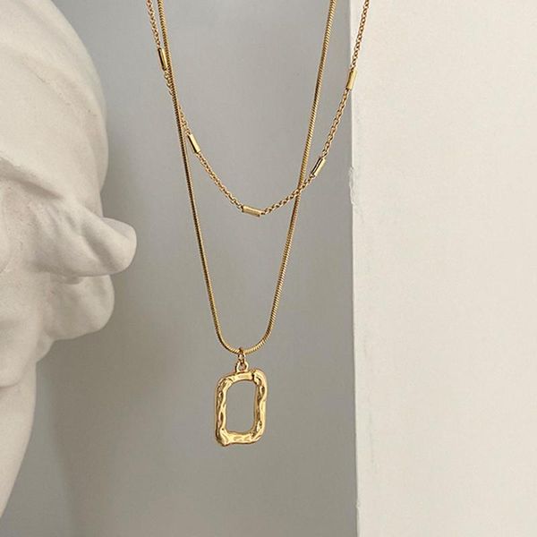 pendant necklaces geometric rectangle double titanium steel necklace golden simple stainless clavicle chain fashion korean 2021, Silver
pendant necklaces geometric rectangle double titanium steel necklace golden simple stainless clavicle chain fashion korean 2021, Silver