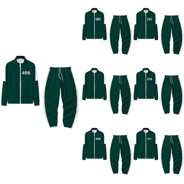women's two piece pants 2021 bicolor 2pcs set squid game print spliced zipper coat jacket cosplay jogging femme, White
women's two piece pants 2021 bicolor 2pcs set squid game print spliced zipper coat jacket cosplay jogging femme, White