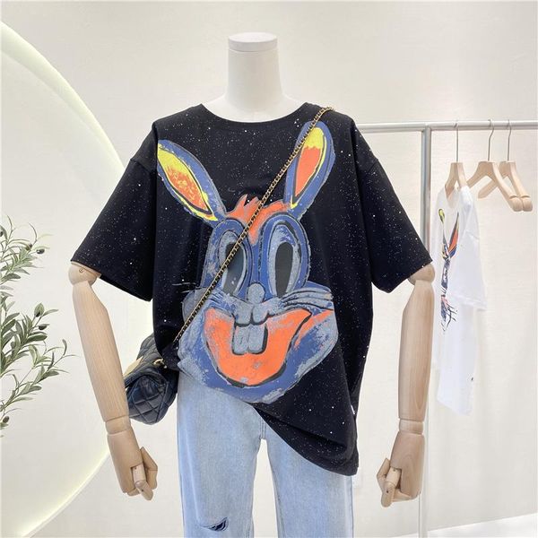 women's t-shirt summer women cool sequins cartoon tee large size 2021 fashion short sleeve hand painted loose oversized t shirt black, White
women's t-shirt summer women cool sequins cartoon tee large size 2021 fashion short sleeve hand painted loose oversized t shirt black, White