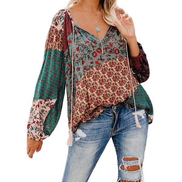 2021 women boho floral print shirt spring autumn thin long sleeve v-neck loose casual vintage plus size shirts beach female, White
2021 women boho floral print shirt spring autumn thin long sleeve v-neck loose casual vintage plus size shirts beach female, White