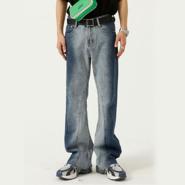 men's jeans man korean style streetwear hip hop trousers gradient washed vintage loose casual boot cut denim pants male, Blue
men's jeans man korean style streetwear hip hop trousers gradient washed vintage loose casual boot cut denim pants male, Blue