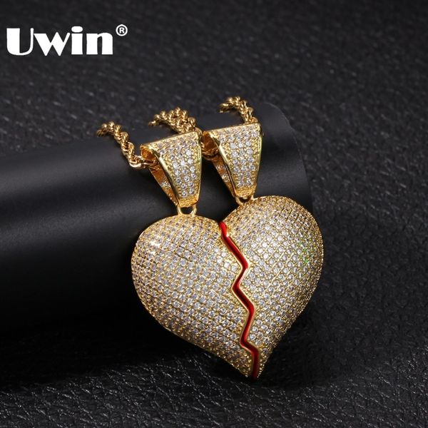 uwin magnet broke heart full iced out cubic zirconia pendant necklace silver color fashion hiphop couple gift jewelry x0509, Black
uwin magnet broke heart full iced out cubic zirconia pendant necklace silver color fashion hiphop couple gift jewelry x0509, Black