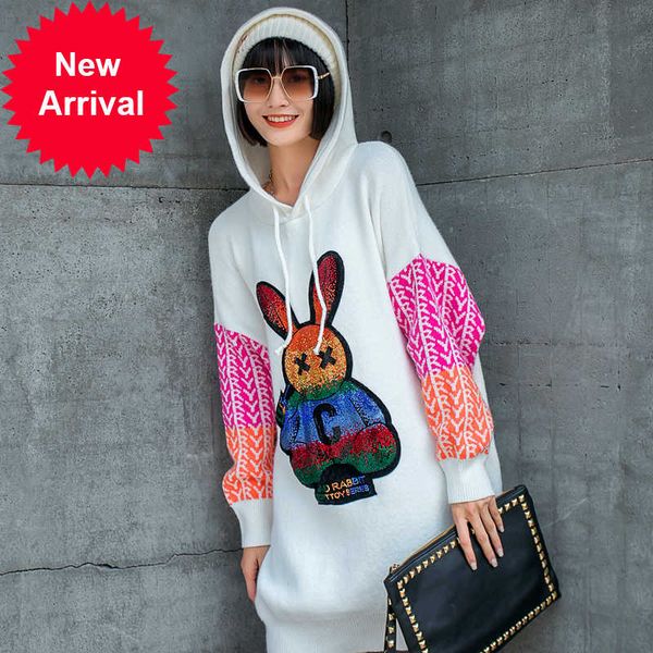europe station 2021 autumn and winter hit color heavy industry cartoon drilling hooded sweater women loose knit top, White;black
europe station 2021 autumn and winter hit color heavy industry cartoon drilling hooded sweater women loose knit top, White;black