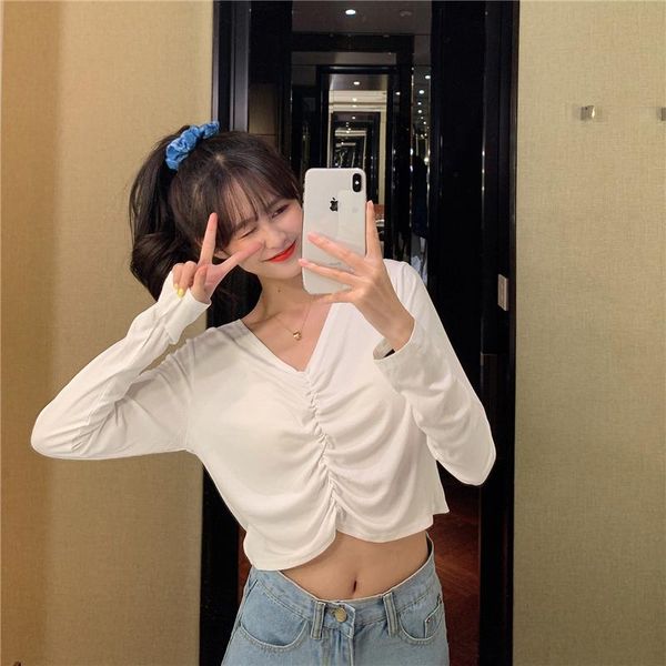 women's t-shirt 2021 arrival autumn fashion crop white vogue v-neck female korean harajuku clothes for women
women's t-shirt 2021 arrival autumn fashion crop white vogue v-neck female korean harajuku clothes for women