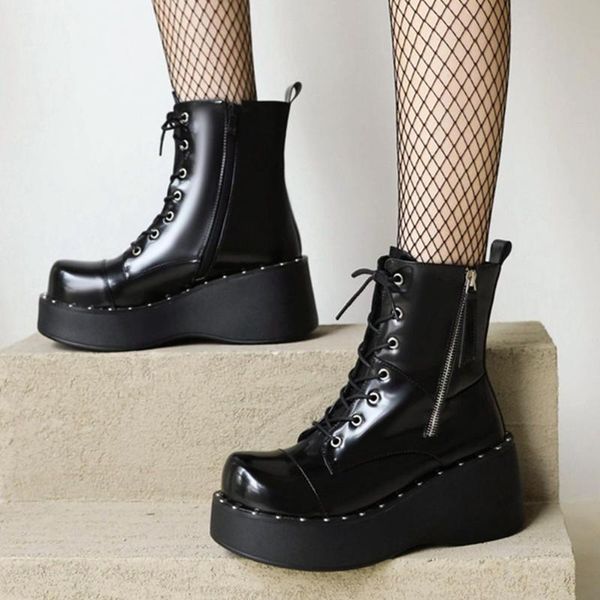 boots brand design female ankle wedges round toe black high heel zipper platform antumn cute woman shoes
boots brand design female ankle wedges round toe black high heel zipper platform antumn cute woman shoes