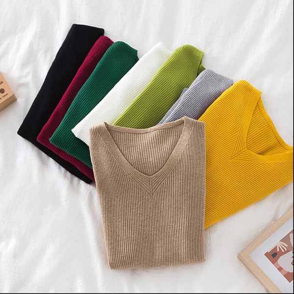 2021 new autumn winter v neck sweater women slim solid wild knit v neck sweater women long sleeved pullovers knitted sweater, White;black
2021 new autumn winter v neck sweater women slim solid wild knit v neck sweater women long sleeved pullovers knitted sweater, White;black