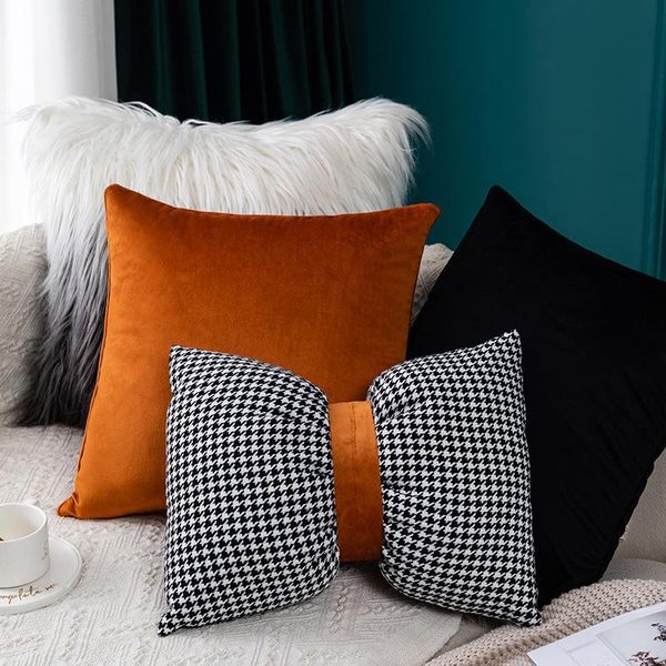 cushion/decorative pillow black white houndstooth bowknot throw sofa solid color waist case
cushion/decorative pillow black white houndstooth bowknot throw sofa solid color waist case