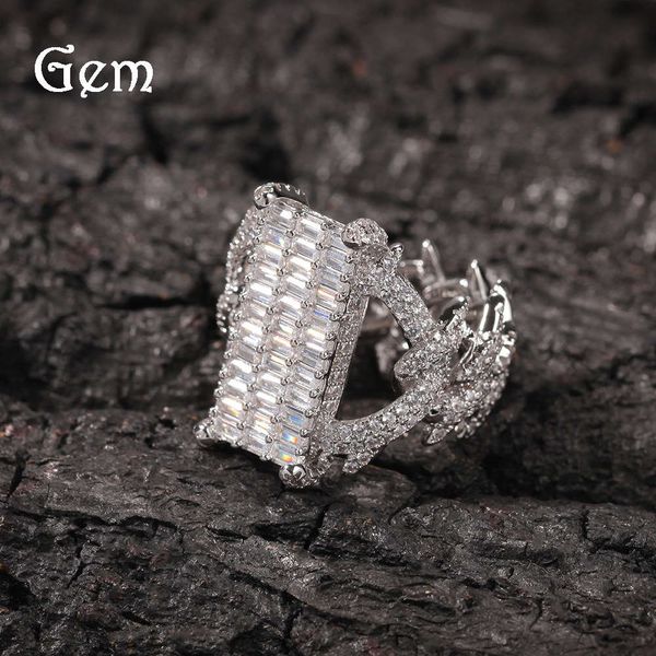 thorns gold plated square zirconium hip hop ring punk style domineering luxury ring gift, Silver
thorns gold plated square zirconium hip hop ring punk style domineering luxury ring gift, Silver