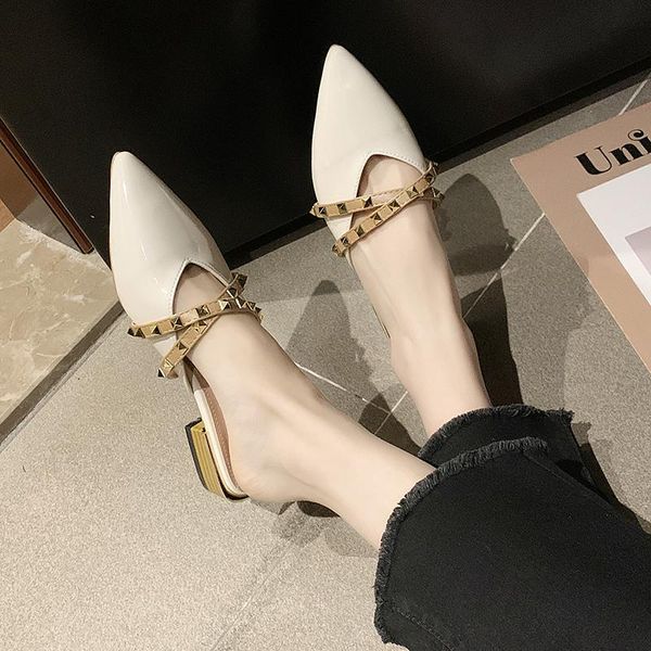 slippers women's summer fashion shiny pointed cross strap thin studs personality trend comfortable flat walking u24-07, Black
slippers women's summer fashion shiny pointed cross strap thin studs personality trend comfortable flat walking u24-07, Black