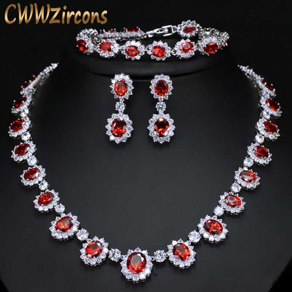 cwwzircons sparkling round cubic zirconia luxury big bridal red necklace earring bracelet set for wedding party jewelry t083 h1022, Silver
cwwzircons sparkling round cubic zirconia luxury big bridal red necklace earring bracelet set for wedding party jewelry t083 h1022, Silver