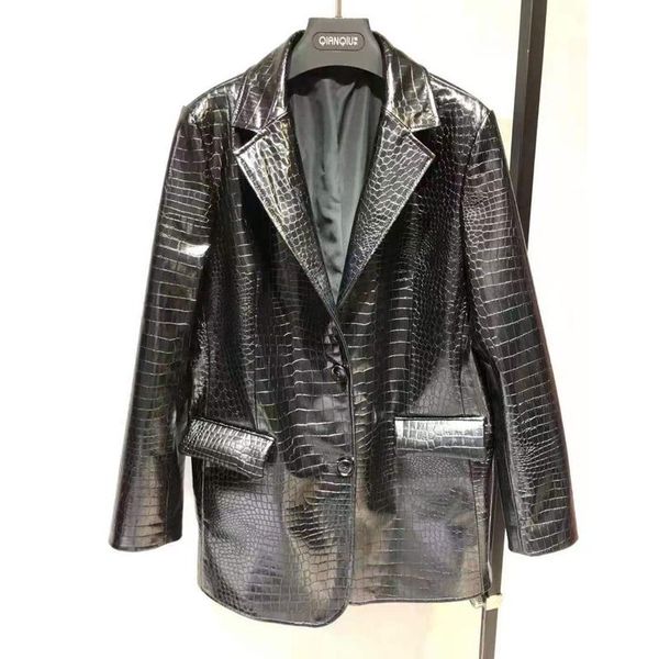 women's leather & faux 2021 spring and autumn fashion women coat winter genuine jacket crocodile turn-down collar office lady fn1096, Black
women's leather & faux 2021 spring and autumn fashion women coat winter genuine jacket crocodile turn-down collar office lady fn1096, Black