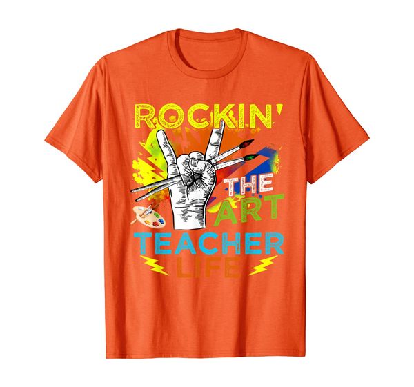 rocking the art teacher life t shirt art lover painter gift t-shirt, White;black