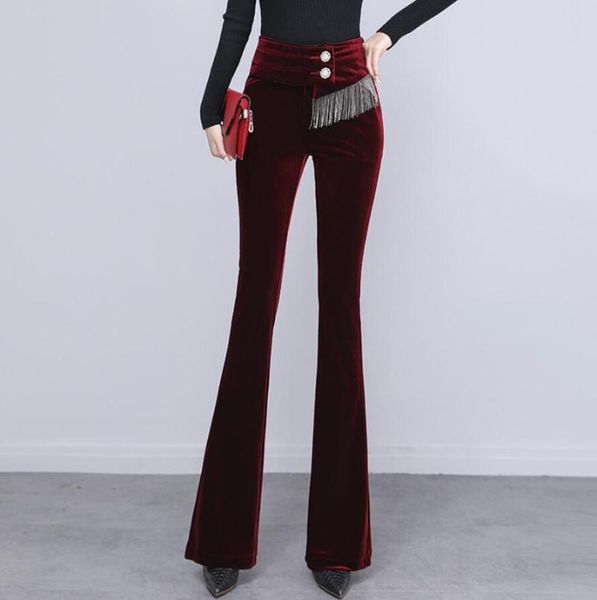 women's pants & capris autumn winter gold velvet slim was thin high waist thickening flared pantalones de mujer s1688, Black;white
women's pants & capris autumn winter gold velvet slim was thin high waist thickening flared pantalones de mujer s1688, Black;white
