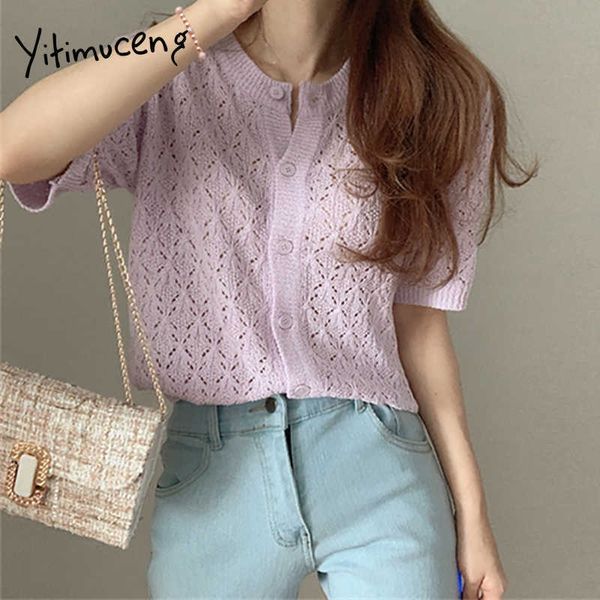 yitimuceng open stitch women sweaters hollow out button up straight summer korean fashion apricot light purple knited 210601, White
yitimuceng open stitch women sweaters hollow out button up straight summer korean fashion apricot light purple knited 210601, White