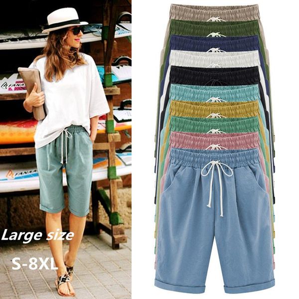 women's pants & capris plus size s-8xl summer thin cotton casual women elastic waist knee length wide leg female loose cozy slacks g121, Black;white
women's pants & capris plus size s-8xl summer thin cotton casual women elastic waist knee length wide leg female loose cozy slacks g121, Black;white