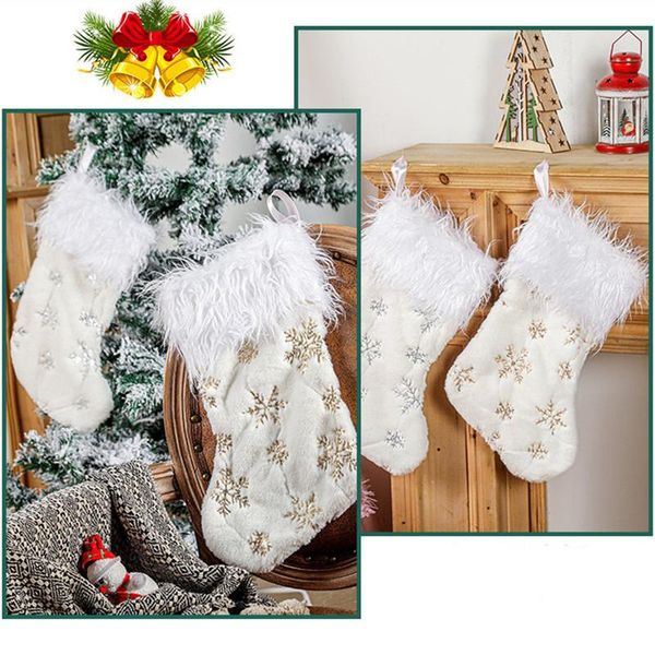 christmas decorations white plush snowflakes embroidered stockings gifts bag hanging loops xmas tree fireplace candy socks decor
christmas decorations white plush snowflakes embroidered stockings gifts bag hanging loops xmas tree fireplace candy socks decor
