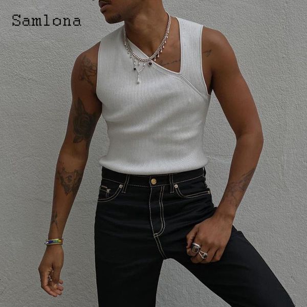 men' tank samlona men mens fashion knitted vest clothing 2021 summer casual skinny pullovers irregular collar sleeveless shirt, White;black
men' tank samlona men mens fashion knitted vest clothing 2021 summer casual skinny pullovers irregular collar sleeveless shirt, White;black