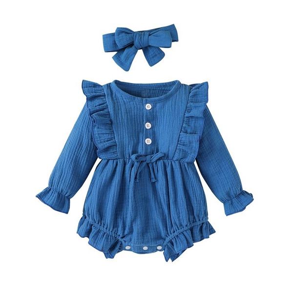 jumpsuits spring autumn baby girls cotton solid print linen romper born girl clothes infant ruffled long sleeved jumpsuit+headband, Blue
jumpsuits spring autumn baby girls cotton solid print linen romper born girl clothes infant ruffled long sleeved jumpsuit+headband, Blue