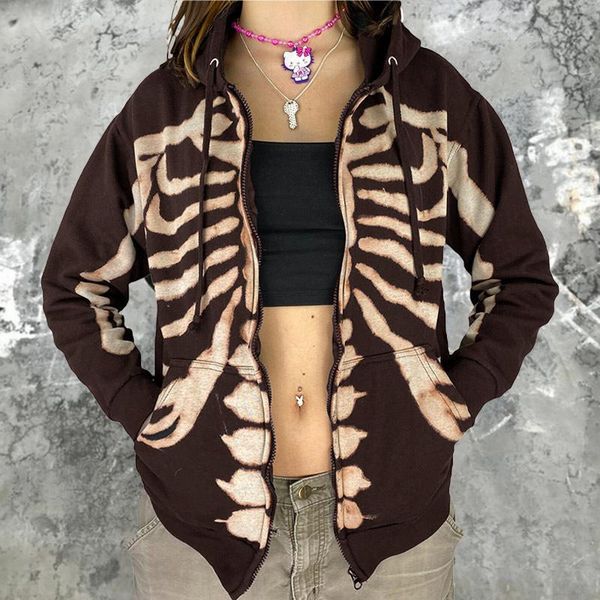 women's hoodies & sweatshirts gothic skeleton print women long sleeve zip up hooded loose vintage harajuku streetwear sweatshirt, Black
women's hoodies & sweatshirts gothic skeleton print women long sleeve zip up hooded loose vintage harajuku streetwear sweatshirt, Black