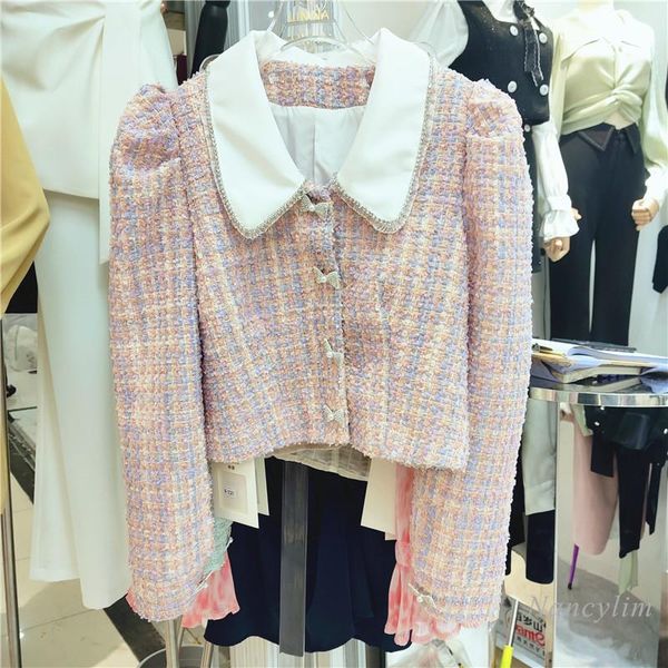 women's jackets lady chic coat puff sleeve woolen coats for women 2021 autumn diamond bow pearl buckle lapel short pink, Black;brown
women's jackets lady chic coat puff sleeve woolen coats for women 2021 autumn diamond bow pearl buckle lapel short pink, Black;brown
