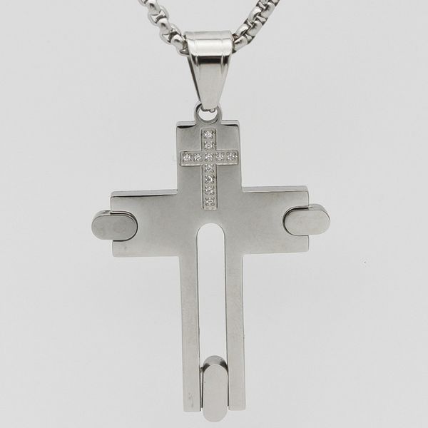 fashion design necklace pendant luxury jewelry removable stainless steel diamond inlaid cross with chain accessories, Silver
fashion design necklace pendant luxury jewelry removable stainless steel diamond inlaid cross with chain accessories, Silver