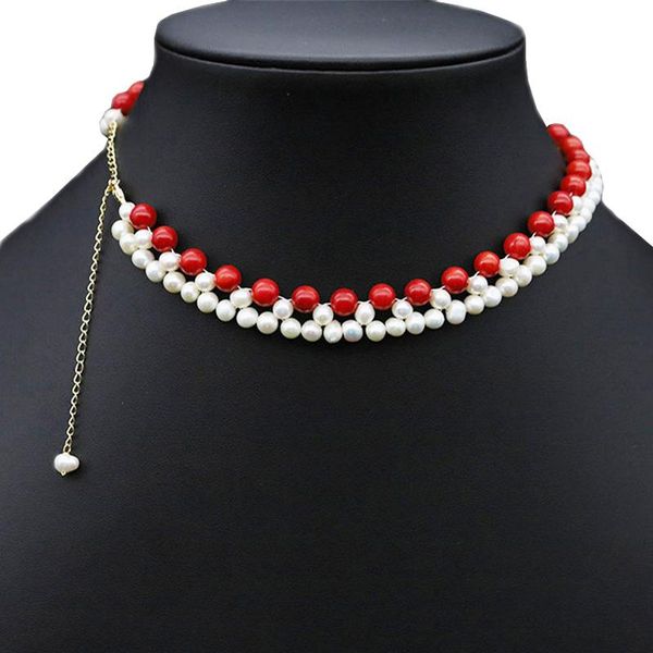 chokers natural freshwater pearl choker red white beads chain collar tassel pendant necklace fashion women jewelry wedding party gifts, Golden;silver
chokers natural freshwater pearl choker red white beads chain collar tassel pendant necklace fashion women jewelry wedding party gifts, Golden;silver