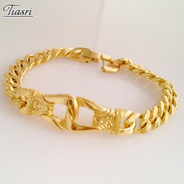 link, chain tiasri gold color fashion stainless steel bracelet for men women friends gift cuban steampunk style jewelry accessories, Black
link, chain tiasri gold color fashion stainless steel bracelet for men women friends gift cuban steampunk style jewelry accessories, Black